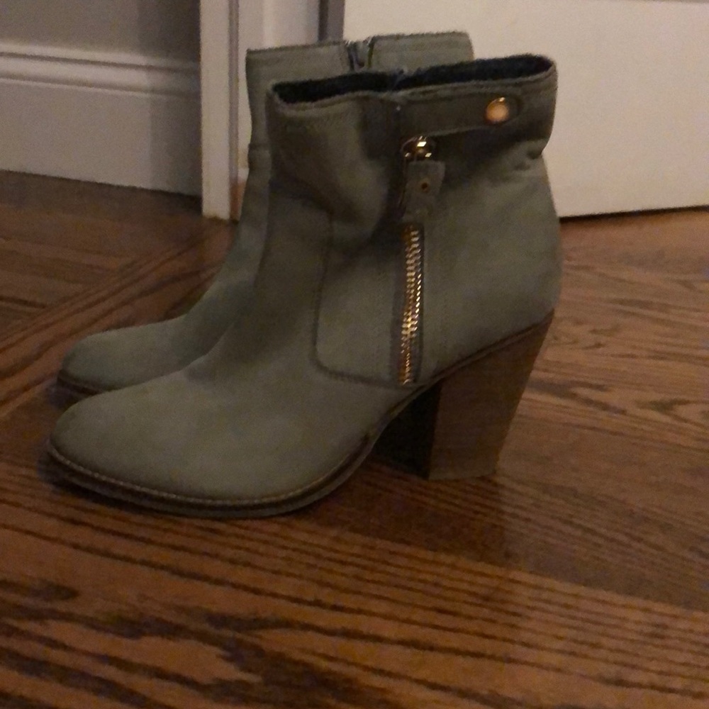 Grey suede booties